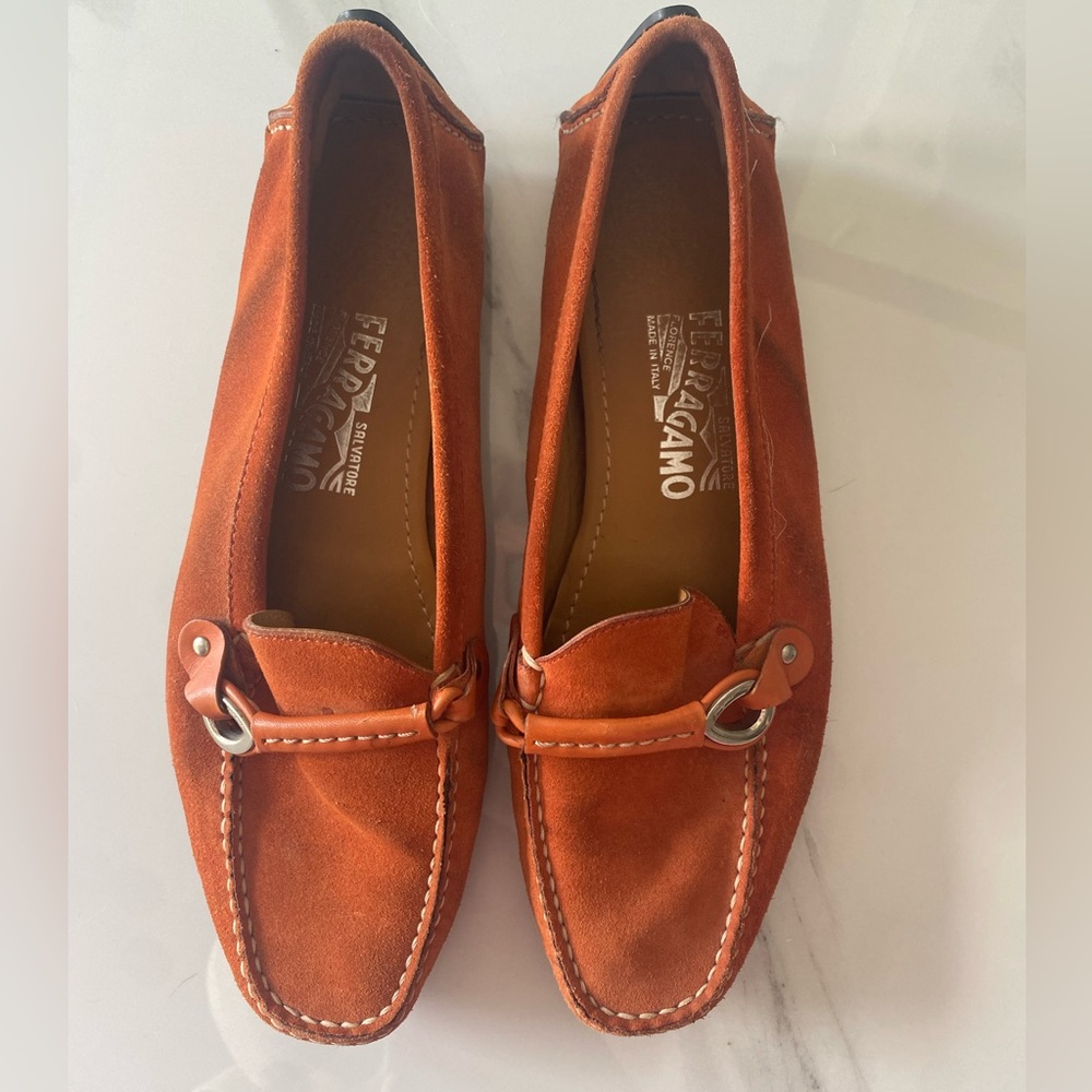 Salvatore Ferragamo Burnt Orange Suede Shoes